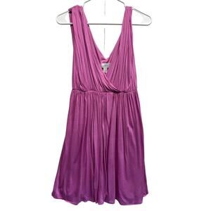LOFT Empire Waist Faux Wrap Ruched Women Dress Pink Coquette Micromodal Beach
